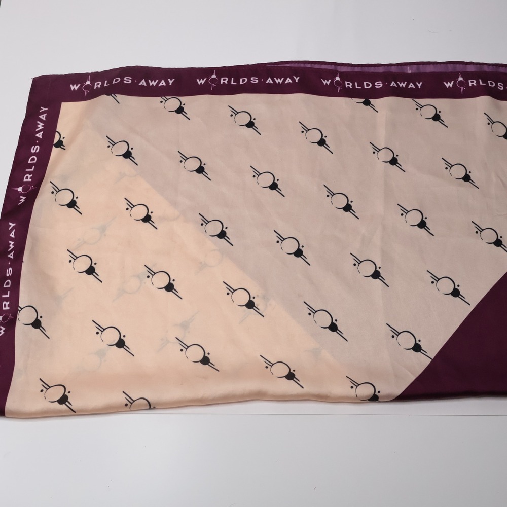 Worlds‎ Away Square Scarf Burgundy Cream Geometric Print 27x27 Space Age Nerd